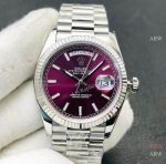 VRF Rolex Day-Date 40mm Red Grape Dial 904l Steel A2836 Movement